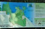 Mapa de trilhas do pequeno Parque Nacional de Manuel Antonio, no litoral do Oceano Pacífico, na Costa Rica